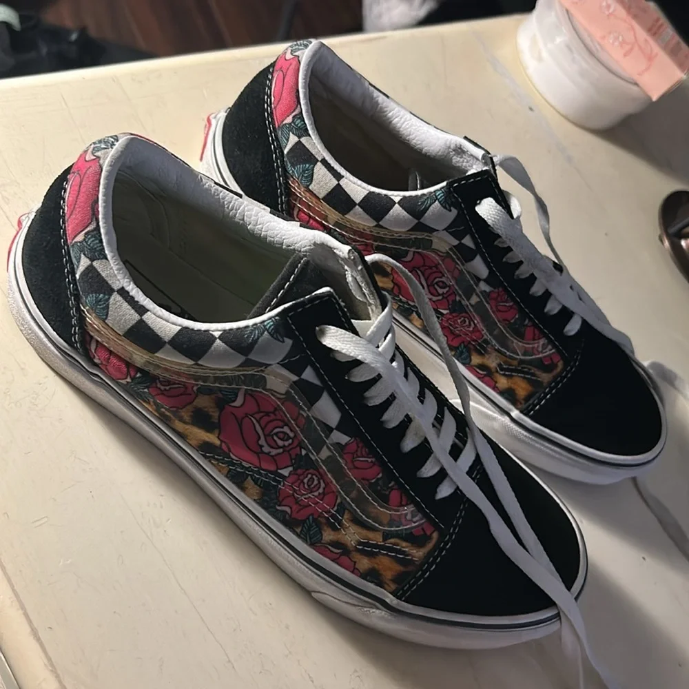 Vans Old Skool Rose Animal Check Sneakers M8.5 W10 - Picture 4 of 11